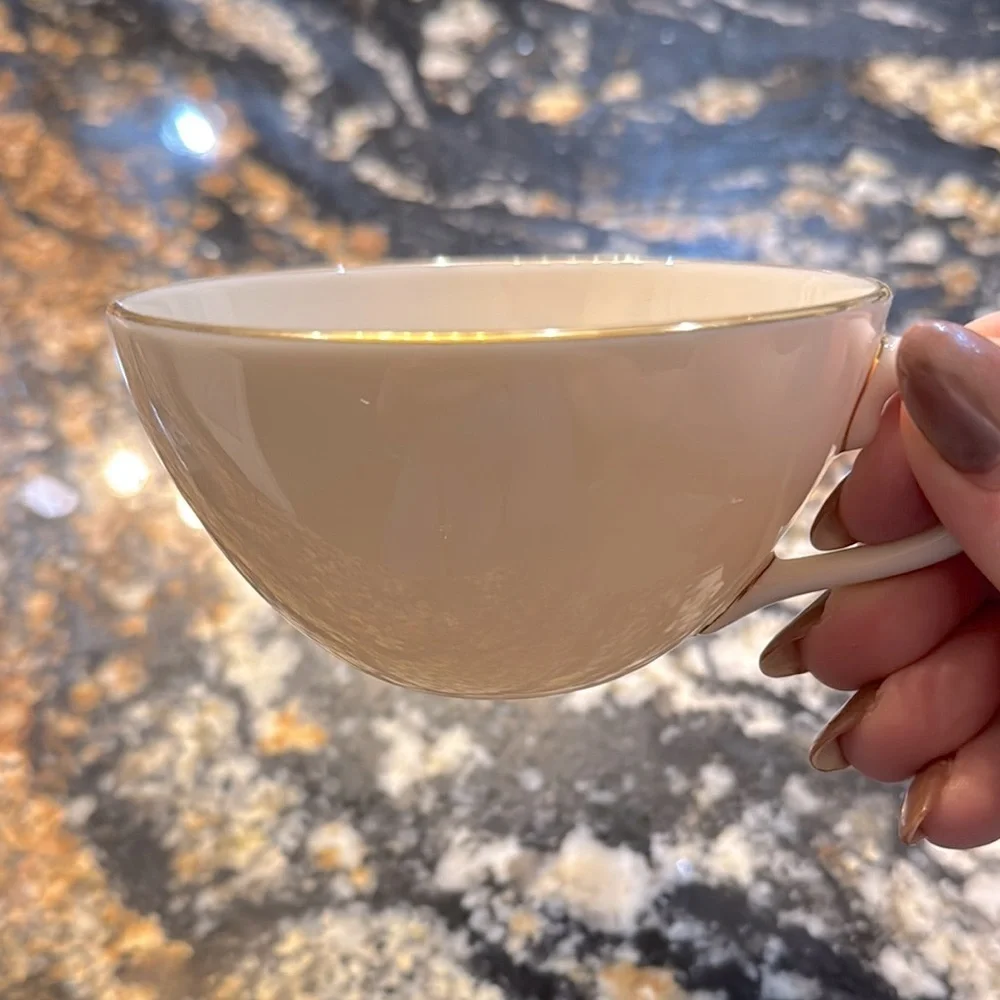 Elegant Olympia Cream Teacup with Gold Rim‎